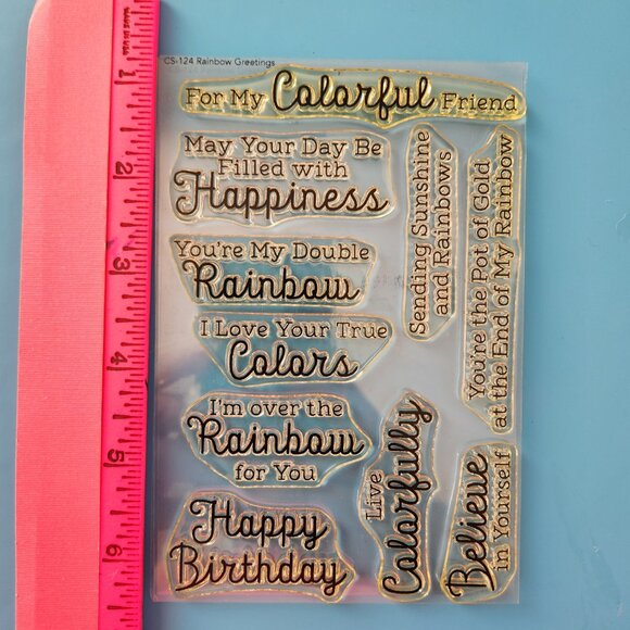 #44 - (3) Stamp Sets - Friendship Rainbow Hello Flowers Telephone Birthday - Picture 6 of 11
